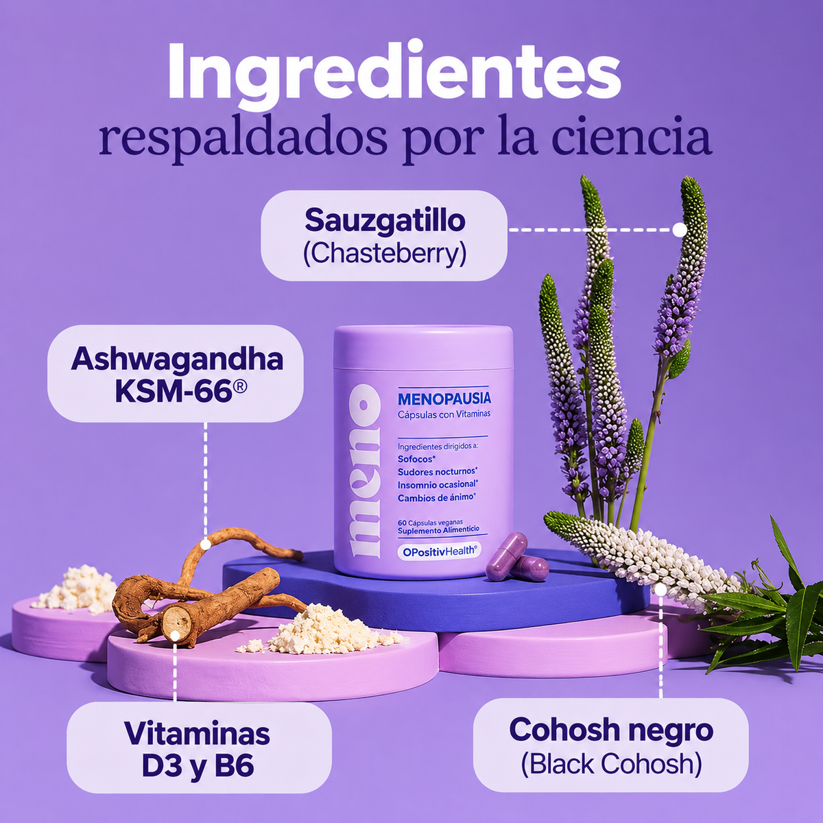 MENO Menopause – Alivio de Sofocos y Sudores Nocturnos – 60 Cápsulas