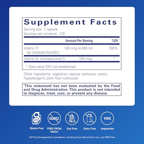 Vitamina D3 + K2 (4.000 UI/100 mcg) – 120 Cápsulas