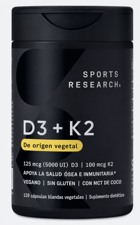 Sports Research D3 + K2 Vegana – 5.000 UI / 100 mcg – 120 cápsulas